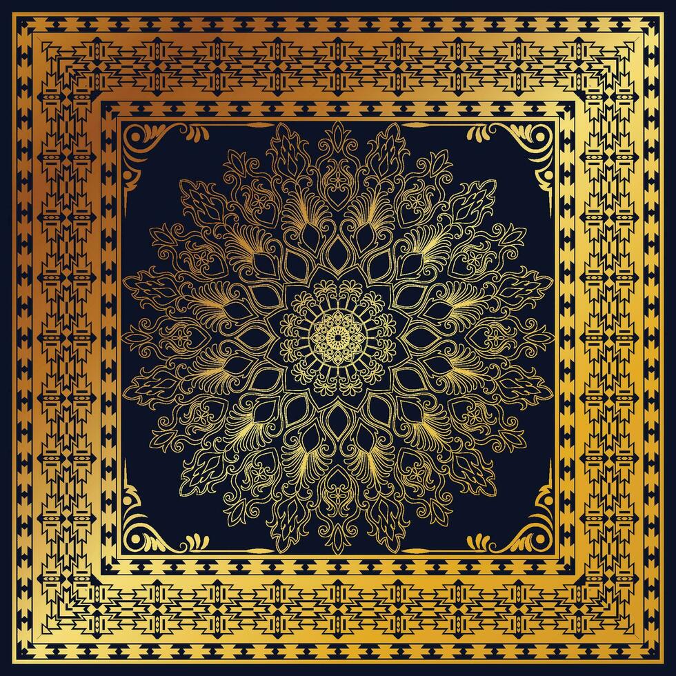 Carpet pattern. Square prayer mat. meditation mat, towel vector