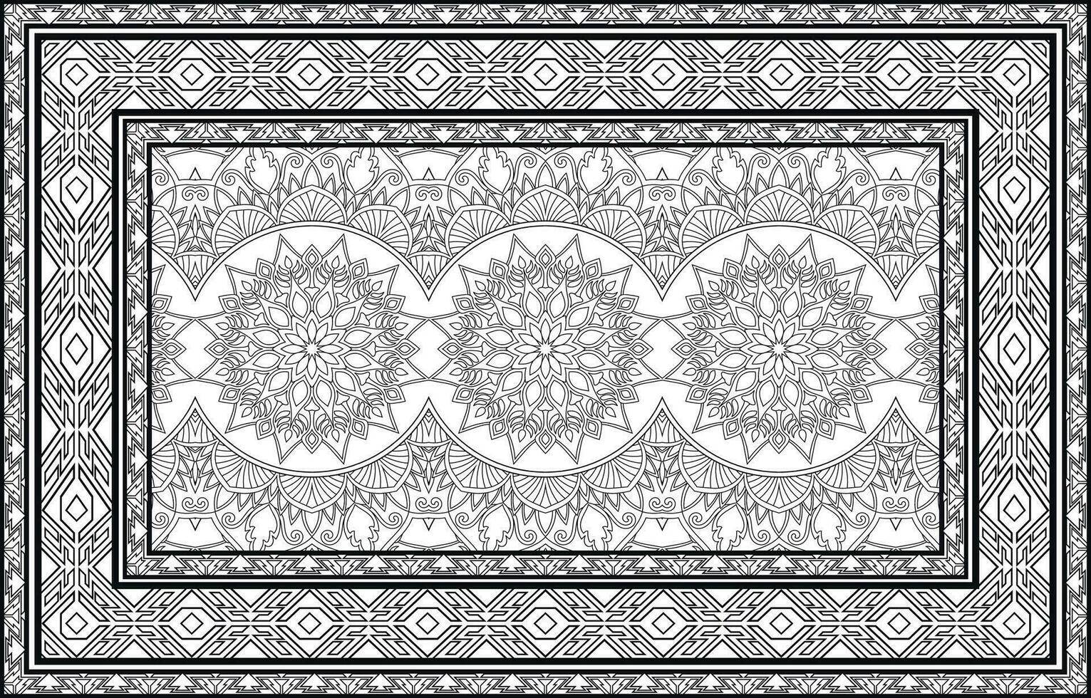Black stripes, Persian rugs, mandalas and azures interlaced by geometric, carpet vector