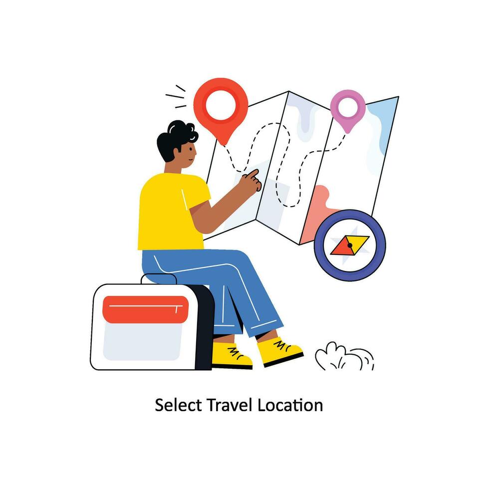Select Travel Location Flat Style Design Vector illustration. Stock illustration