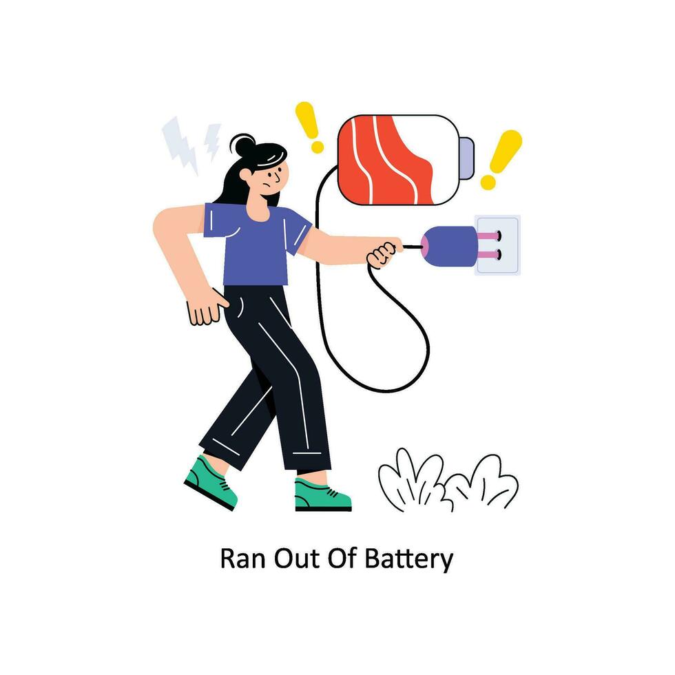 Ran Out Of Battery Connection Flat Style Design Vector illustration. Stock illustration