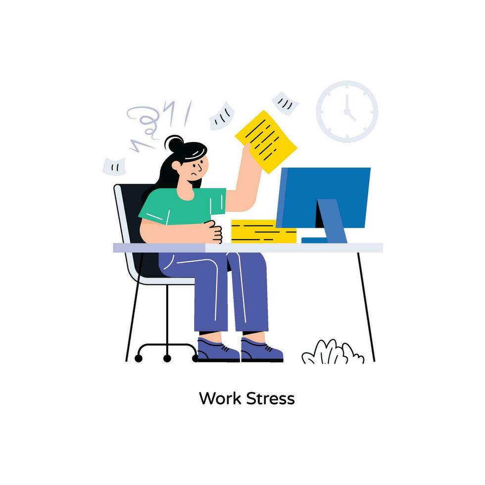 Work Stress Flat Style Design Vector illustration. Stock illustration