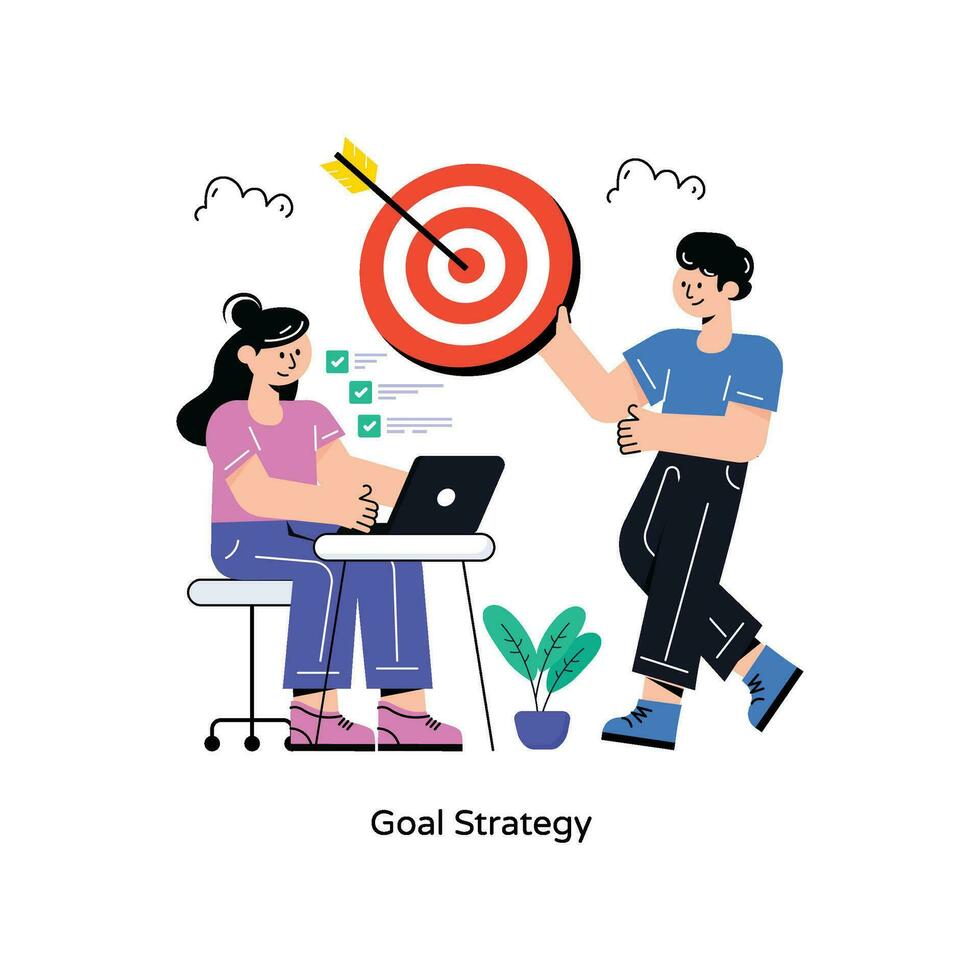 Goal Strategy Flat Style Design Vector illustration. Stock illustration