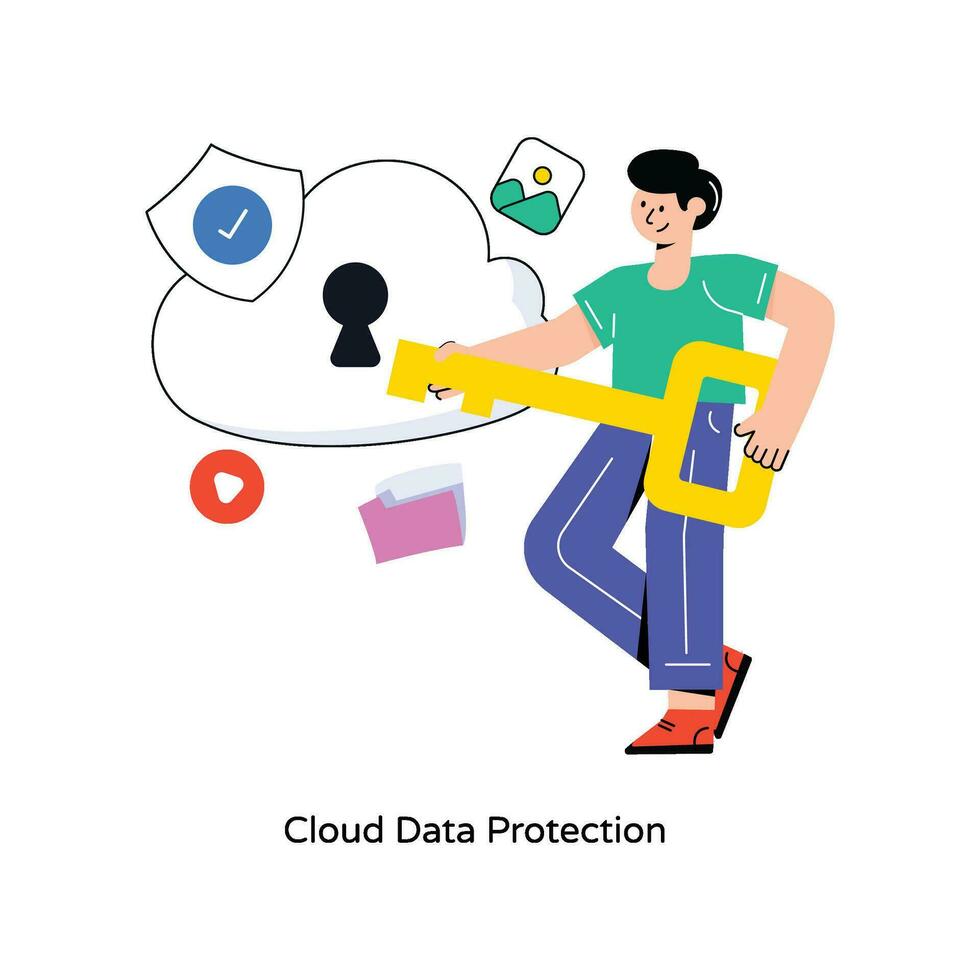 Cloud Data Protection Flat Style Design Vector illustration. Stock illustration