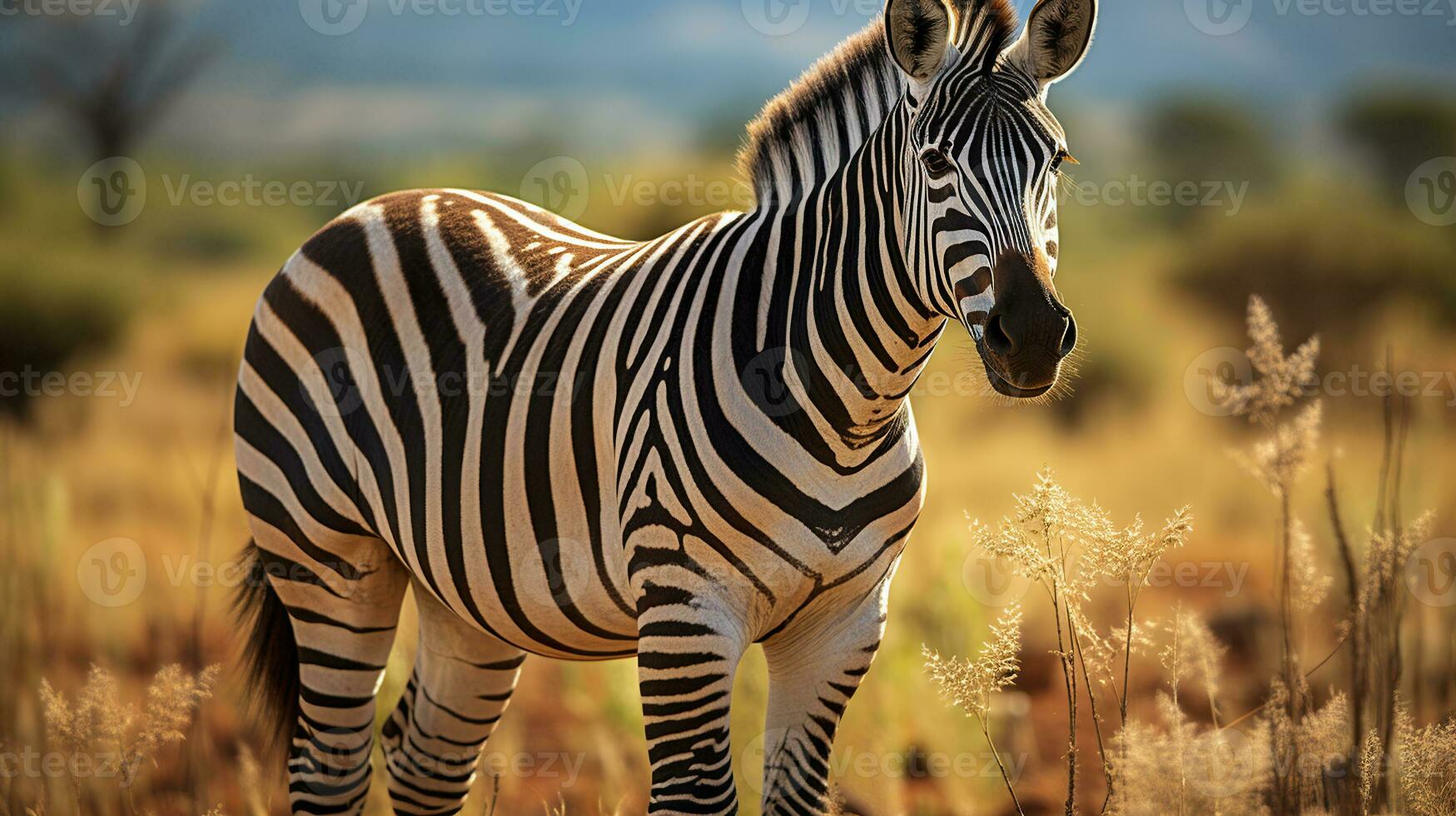 cebra especies en el africano pastizales generativo ai foto