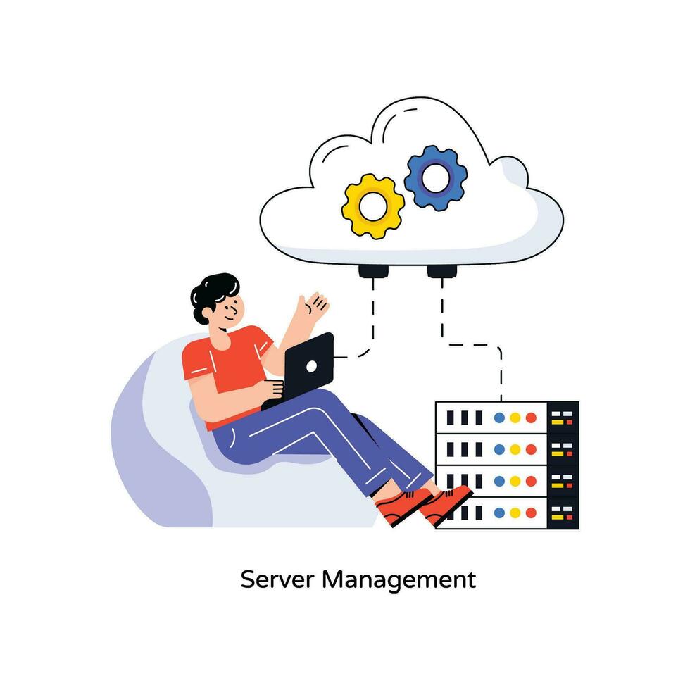 Server Management Flat Style Design Vector illustration. Stock illustration