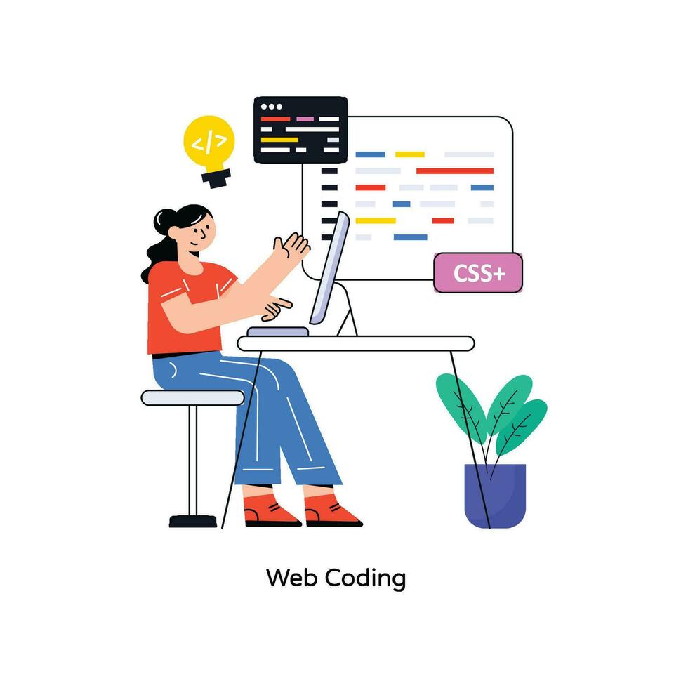 Web Coding Flat Style Design Vector illustration. Stock illustration