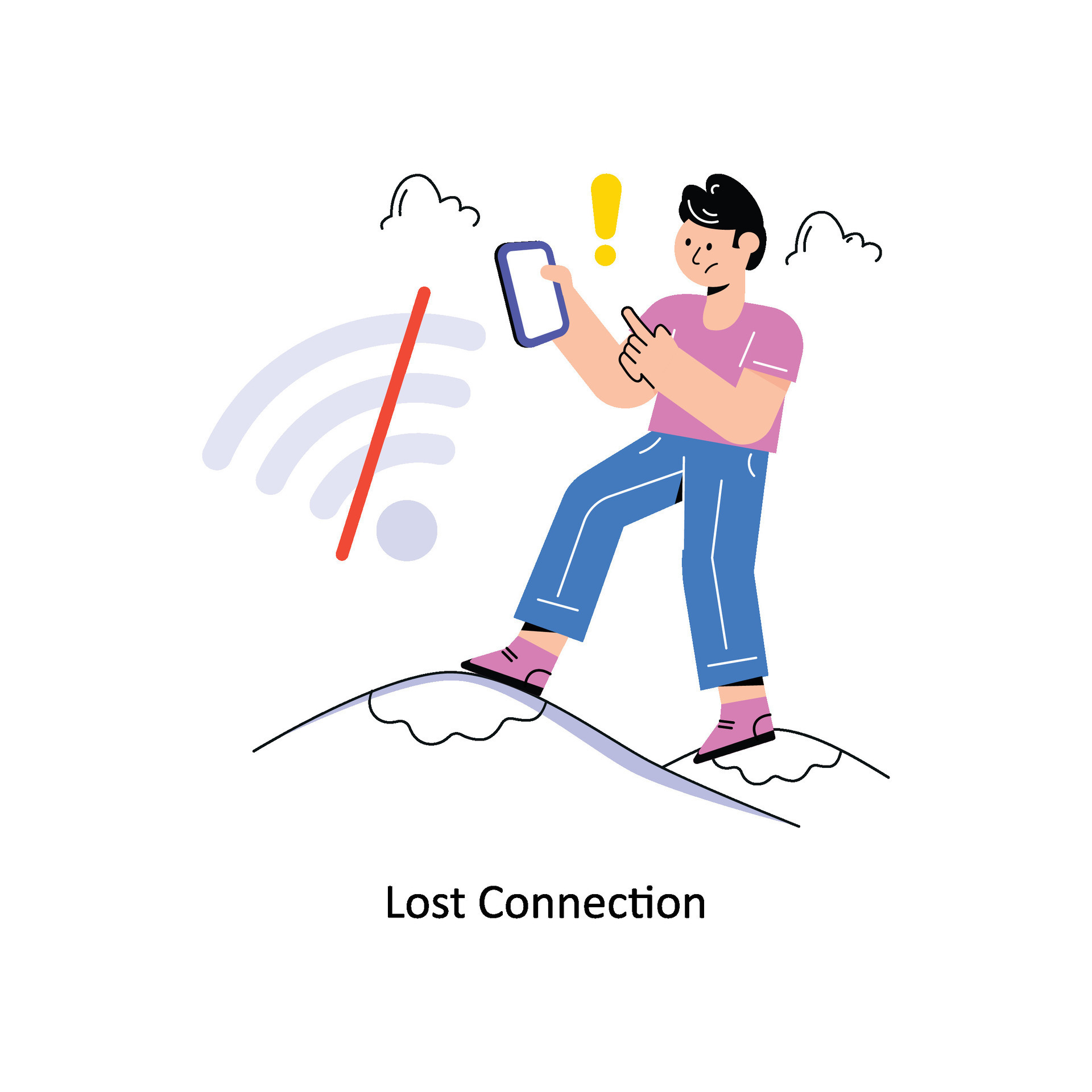Lost Connection Connection Flat Style Design Vector illustration. Stock