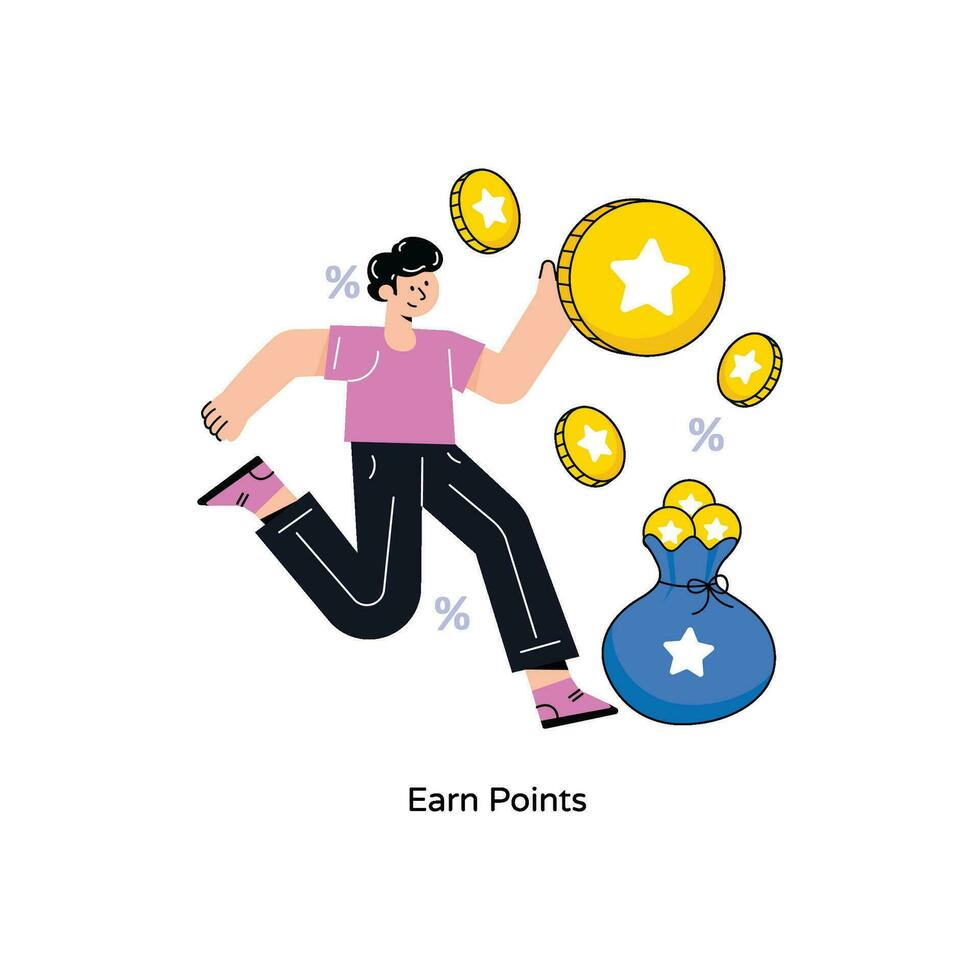 Earn Points Flat Style Design Vector illustration. Stock illustration