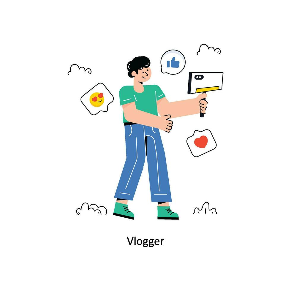 Vlogger Flat Style Design Vector illustration. Stock illustration