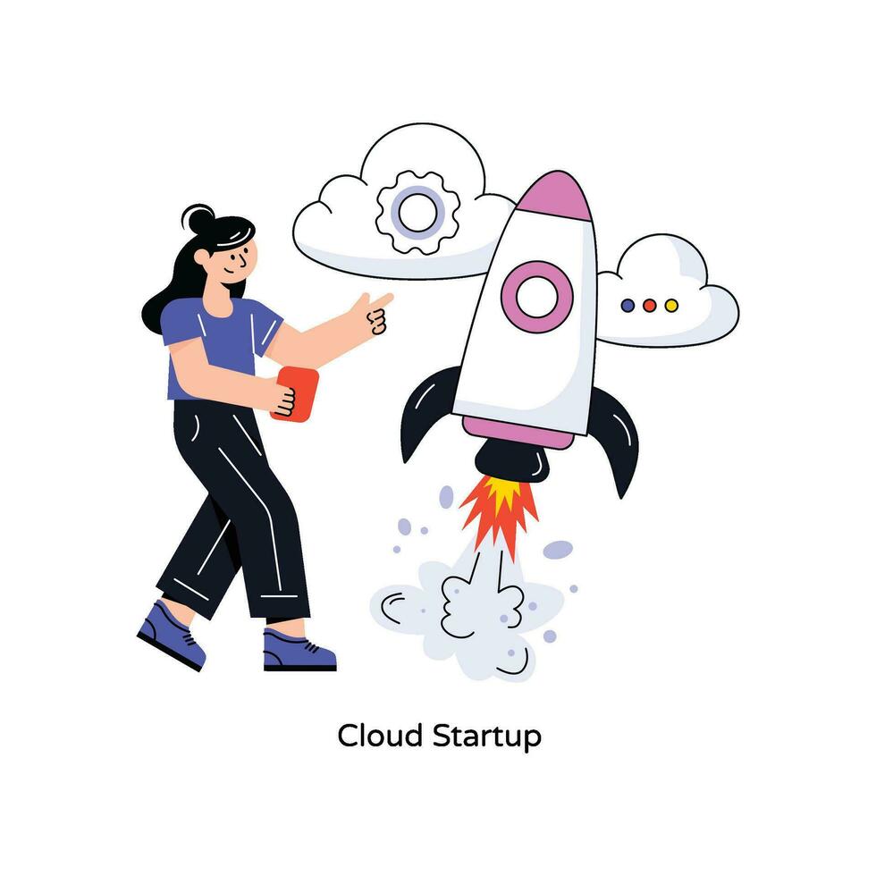 Cloud Startup Flat Style Design Vector illustration. Stock illustration