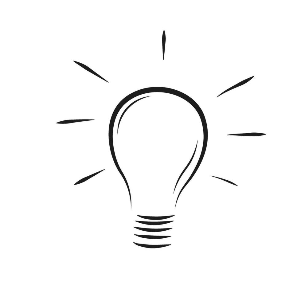 Light bulb icon vector illustration. Idea symbol. Electric lamp, light, inovation, solution, creative thinking, electrictity. Flat design in cartoon style isolated on orange background.