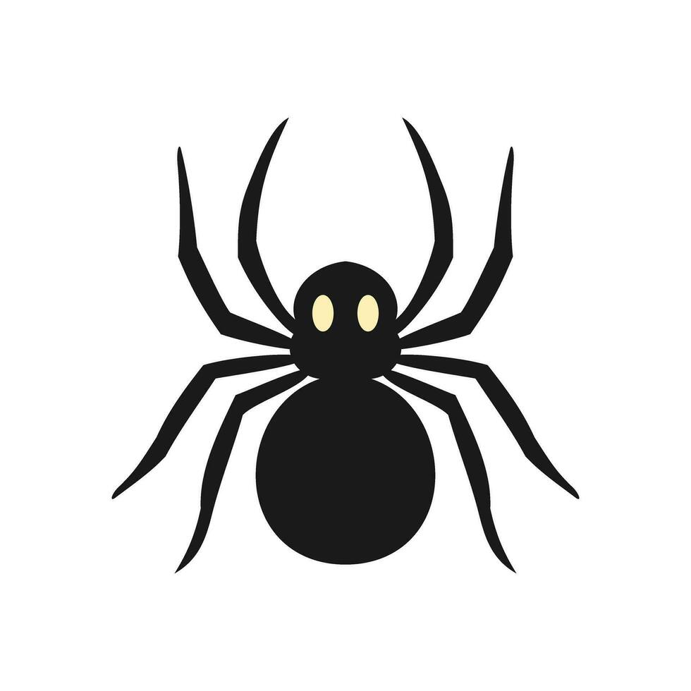 a black spider with yellow eyes on a white background vector