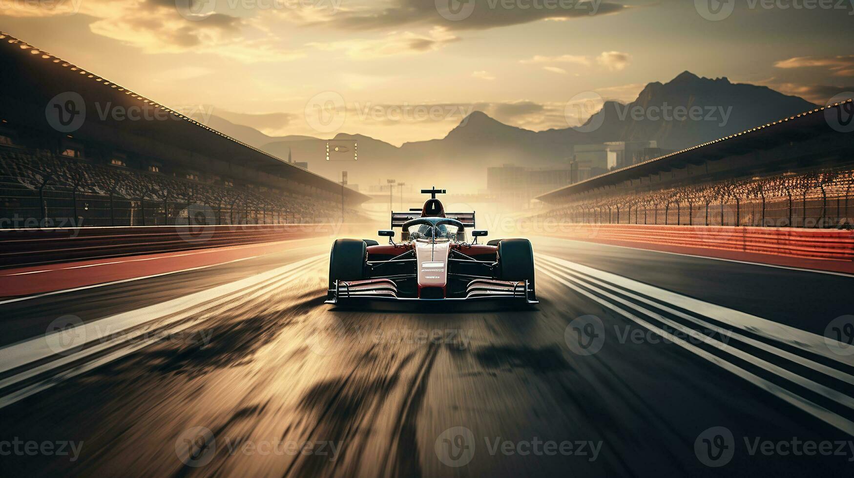 F1 Racing Track in Dynamic Motion. Generative AI photo