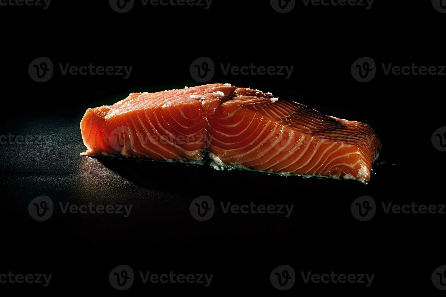 Raw salmon Steak bonefire Generative AI photo