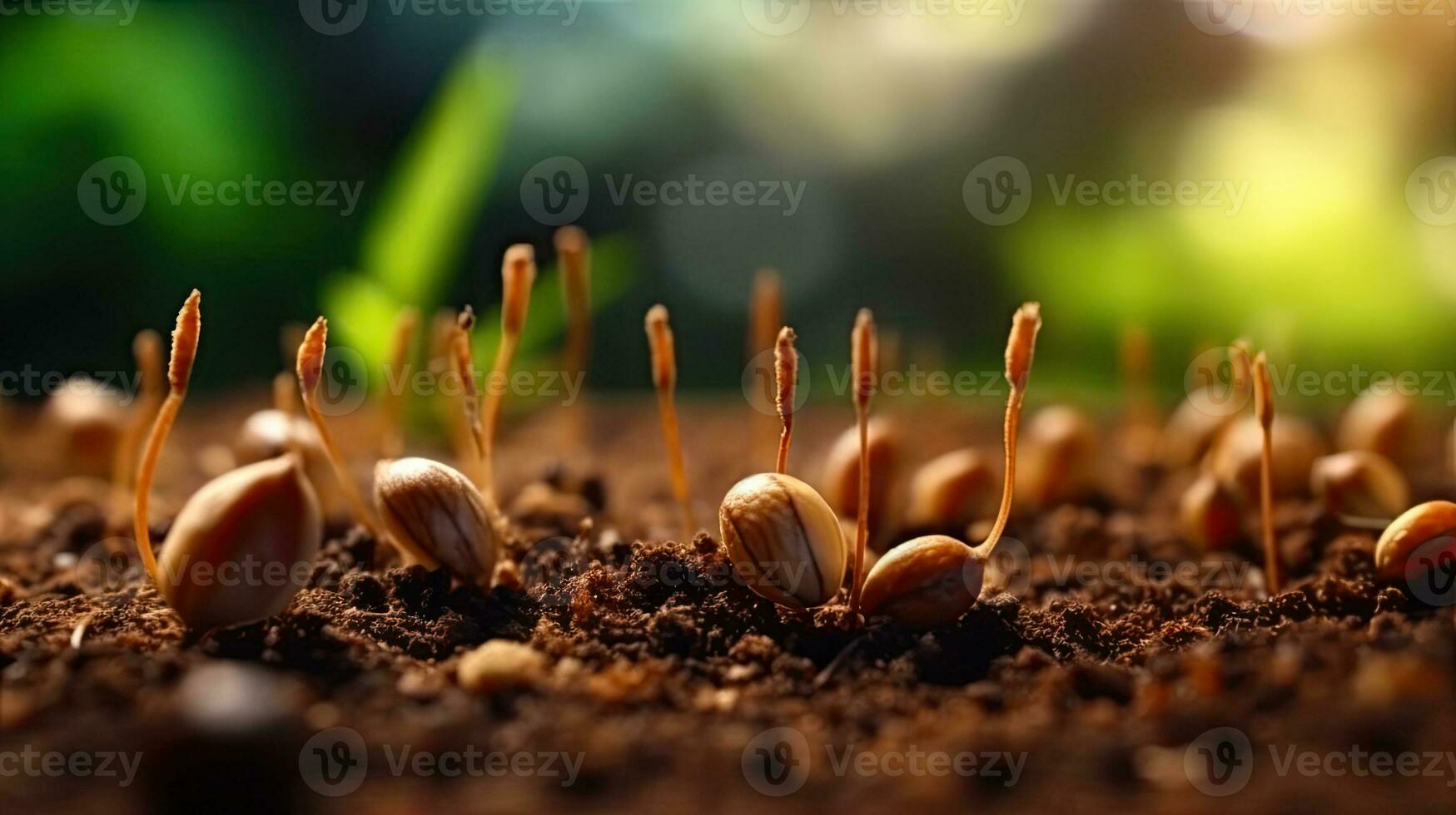 Germinating Seeds of Vegetable on the Earth in various seasons, AI Generated photo