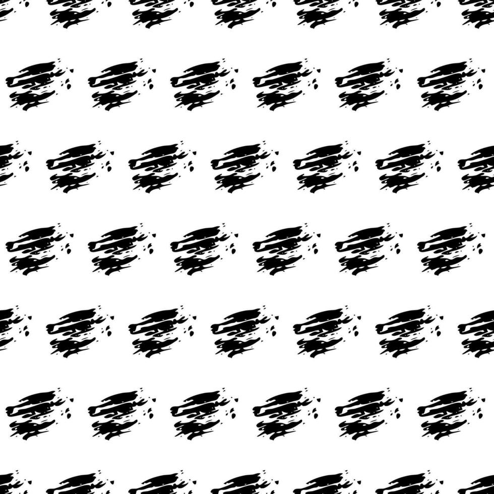 Seamless pattern with dark hand drawn scribble smear on white background. Abstract grunge texture. Vector illustration