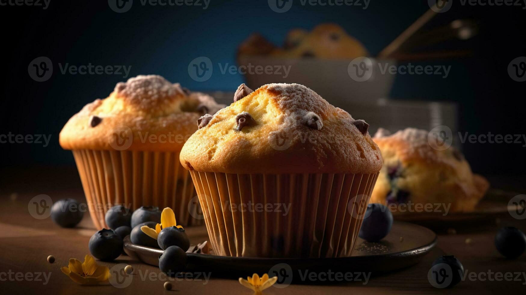An Ensemble of Exquisite, Moist, and Magnificently Crafted Muffins, Fresh from the Oven. Generative AI photo