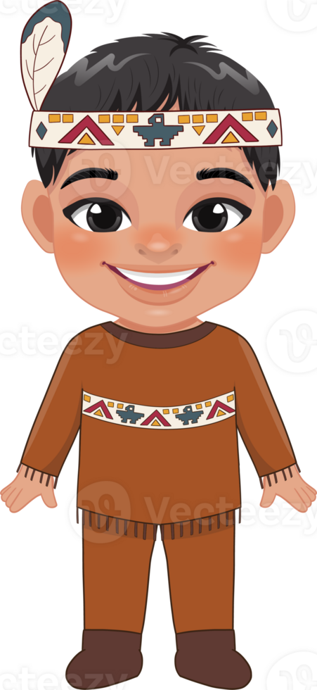 Happy Thanksgiving Native American Indian Costume Boy Flat Icon Style png