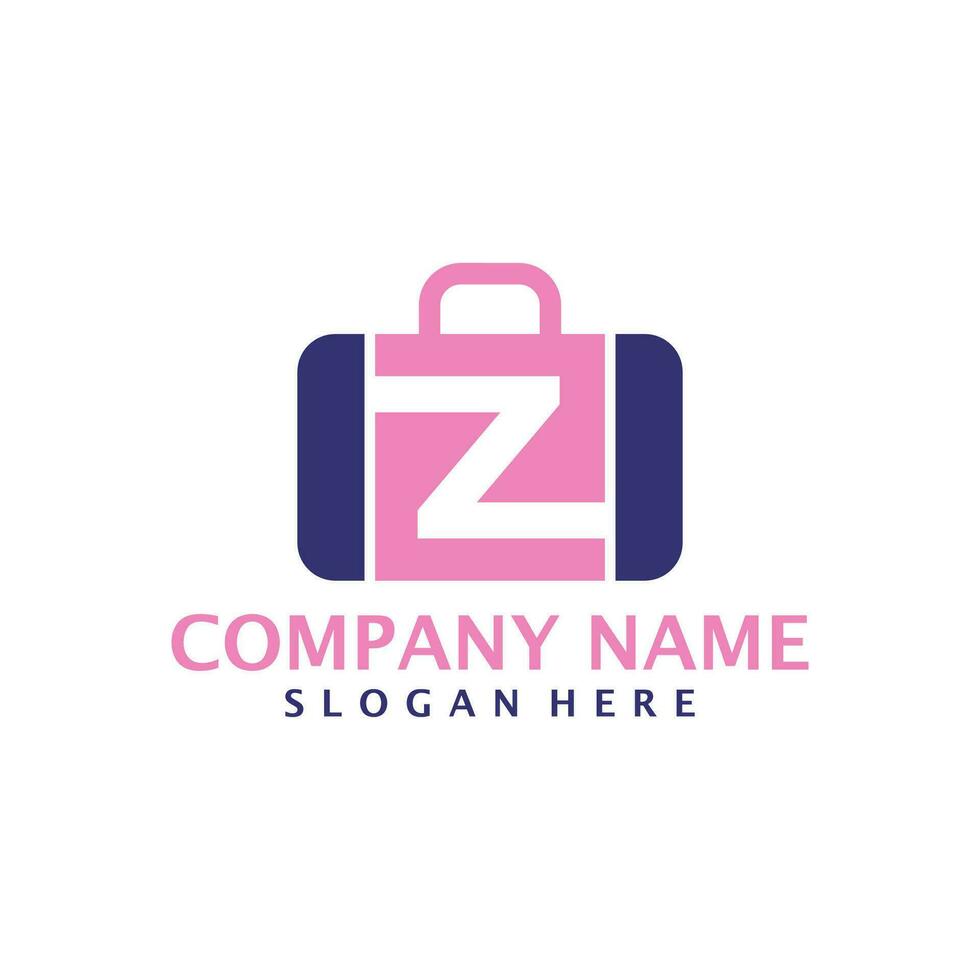 Letter Z with Suitcase logo design vector. Initial Z with Suitcase logo design template concept vector