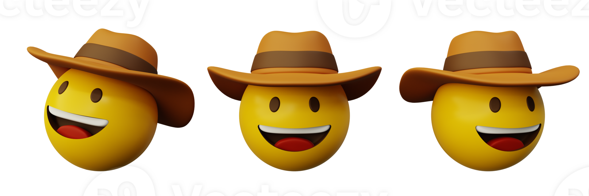 3d emoticon cowboy emoji or yellow ball 28535878 PNG