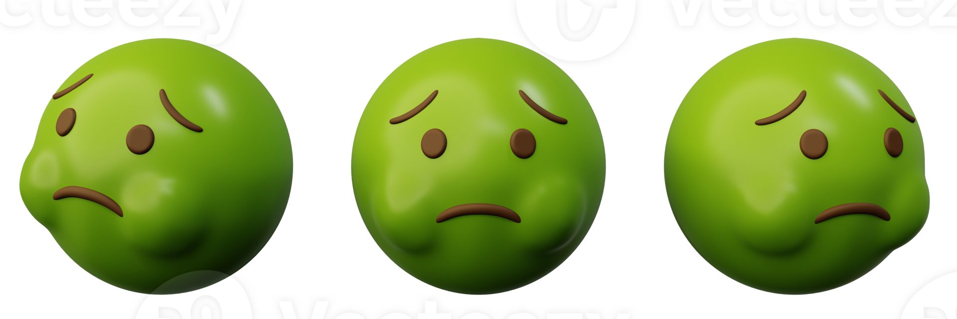 3d Emoticon nauseated face cartoon emoji or green ball 28535881 PNG
