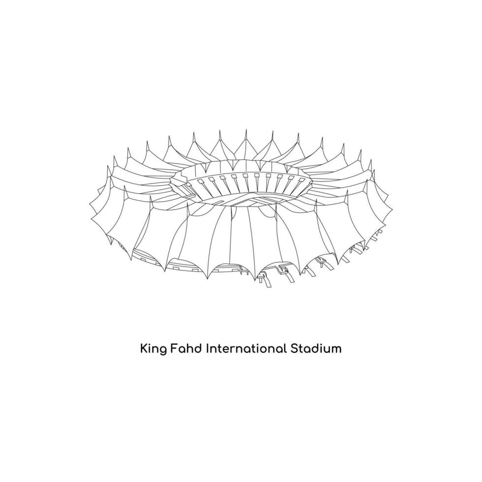 Line Art Design of Saudi Arabias International Stadium, King Fahd International Stadium in Riyadh City vector