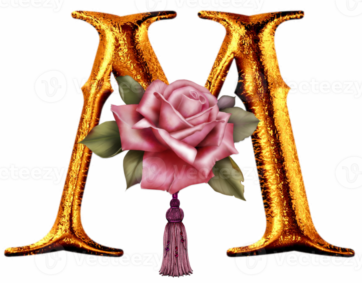Golden roses letter M png