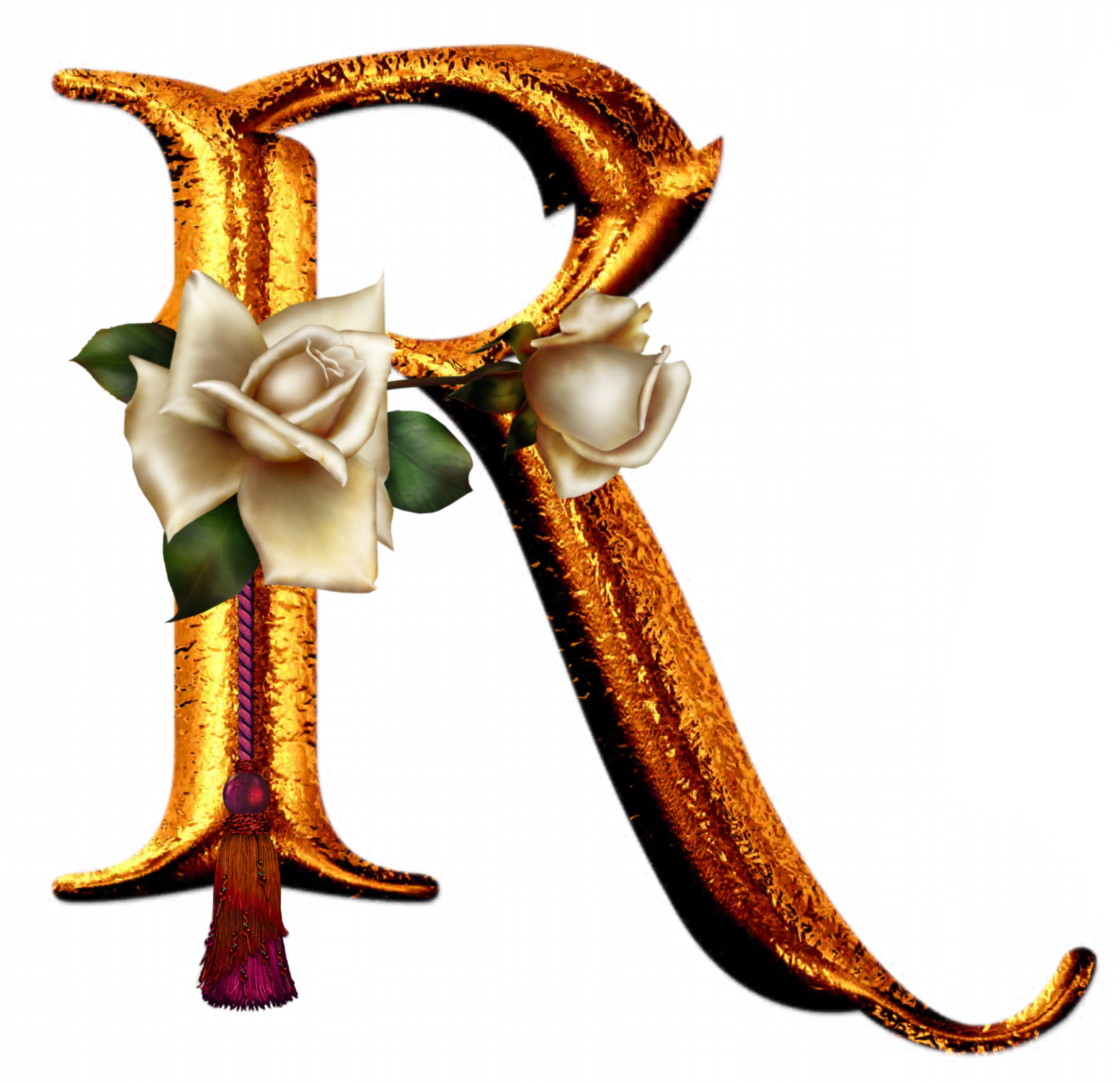 Golden roses letter R 28536164 PNG