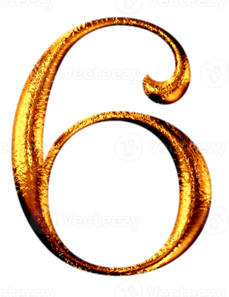 Golden number 6 png
