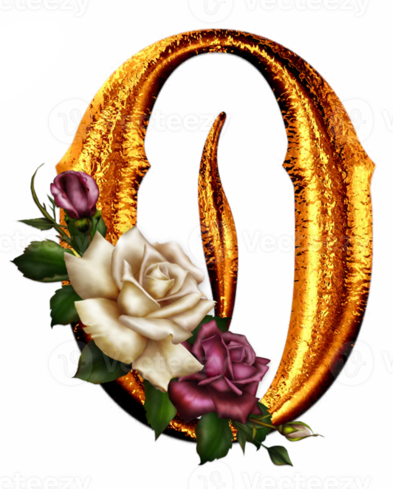 Golden roses letter Q png