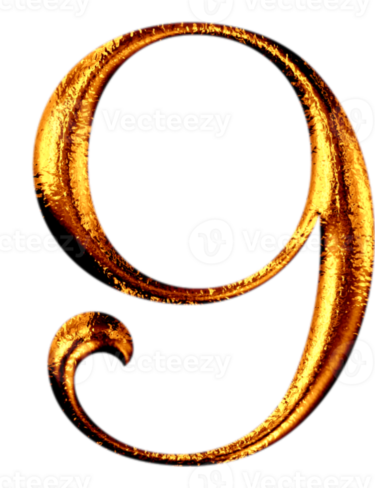 Golden number 9 png