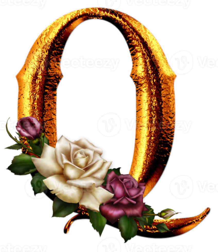 Golden roses letter Q png