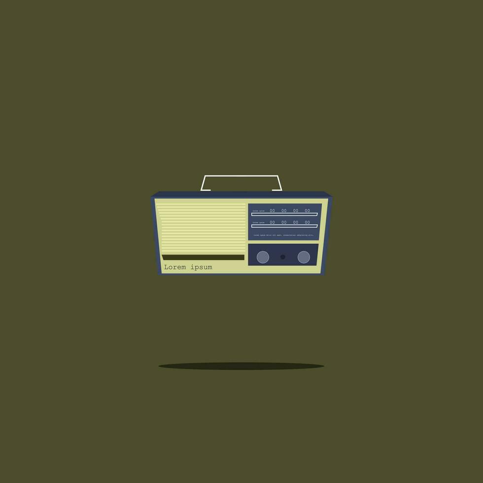 Illustration of a retro audio cassette player in flat design style. vector