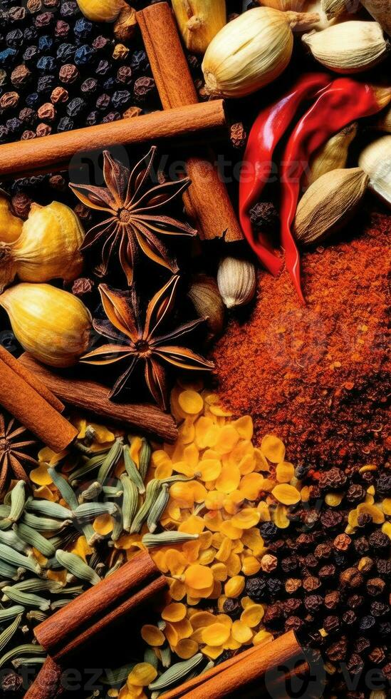 A closeup magazine quality shot of a traditional spices, AI Generated photo