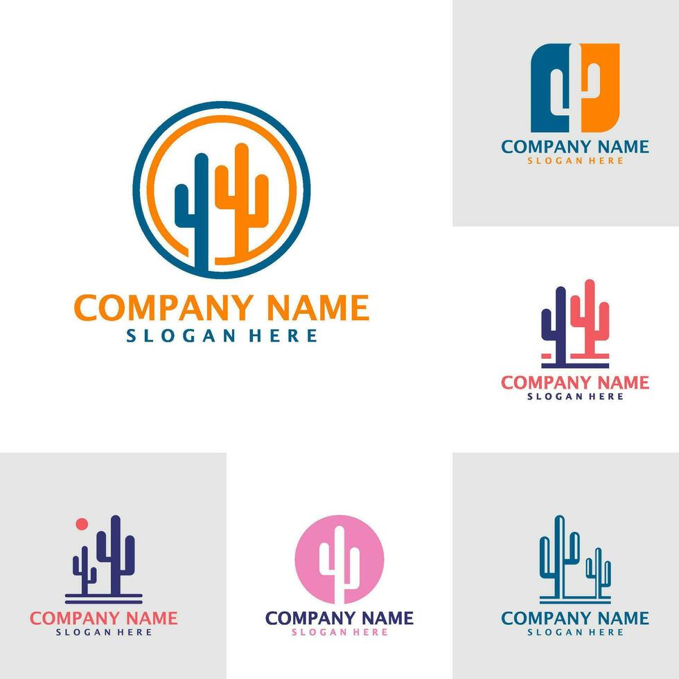 Set of Cactus logo design vector. Creative Cactus logo design template concept vector