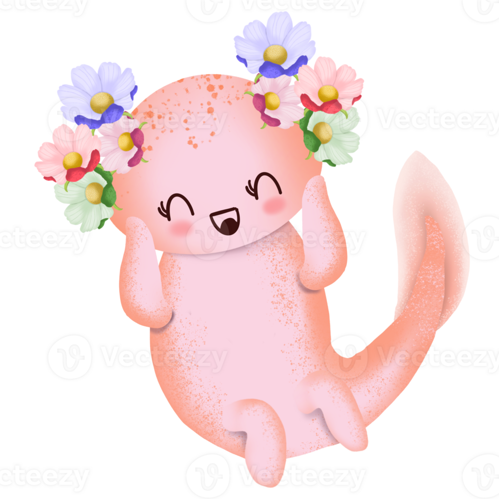 Beauty Axolotl With Flower png