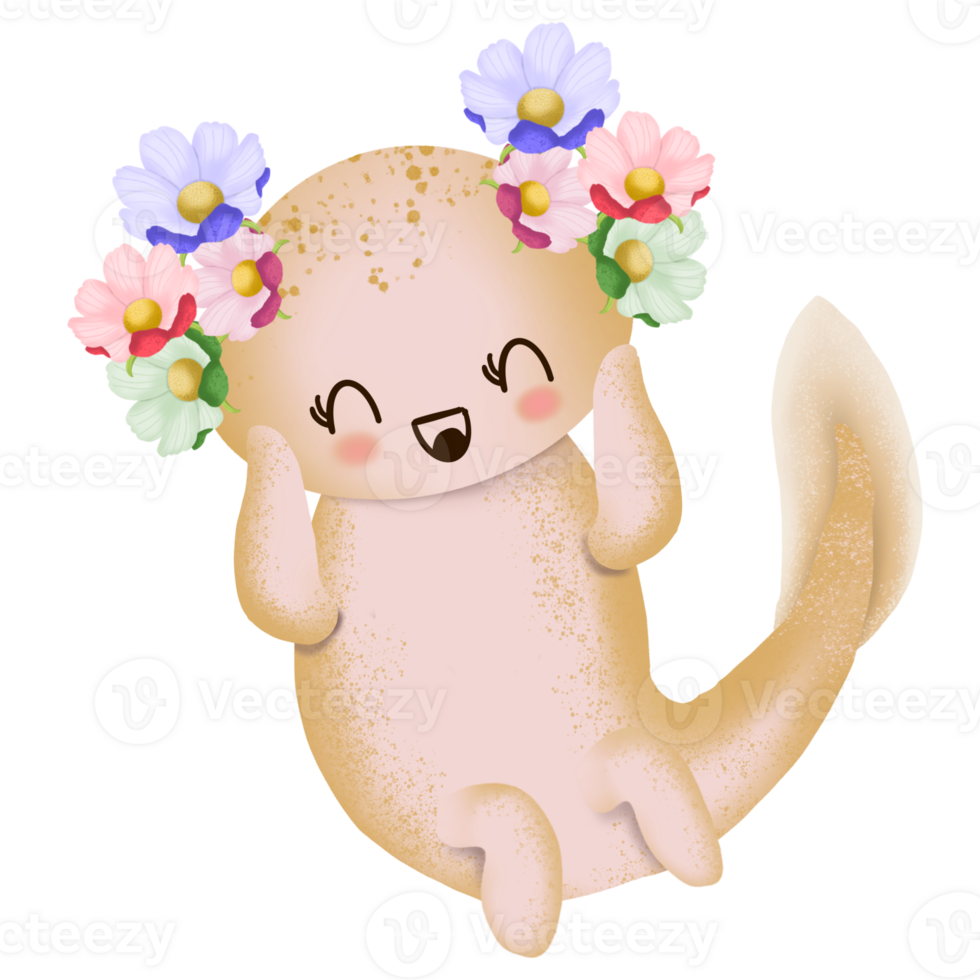 Beauty Axolotl With Flower png