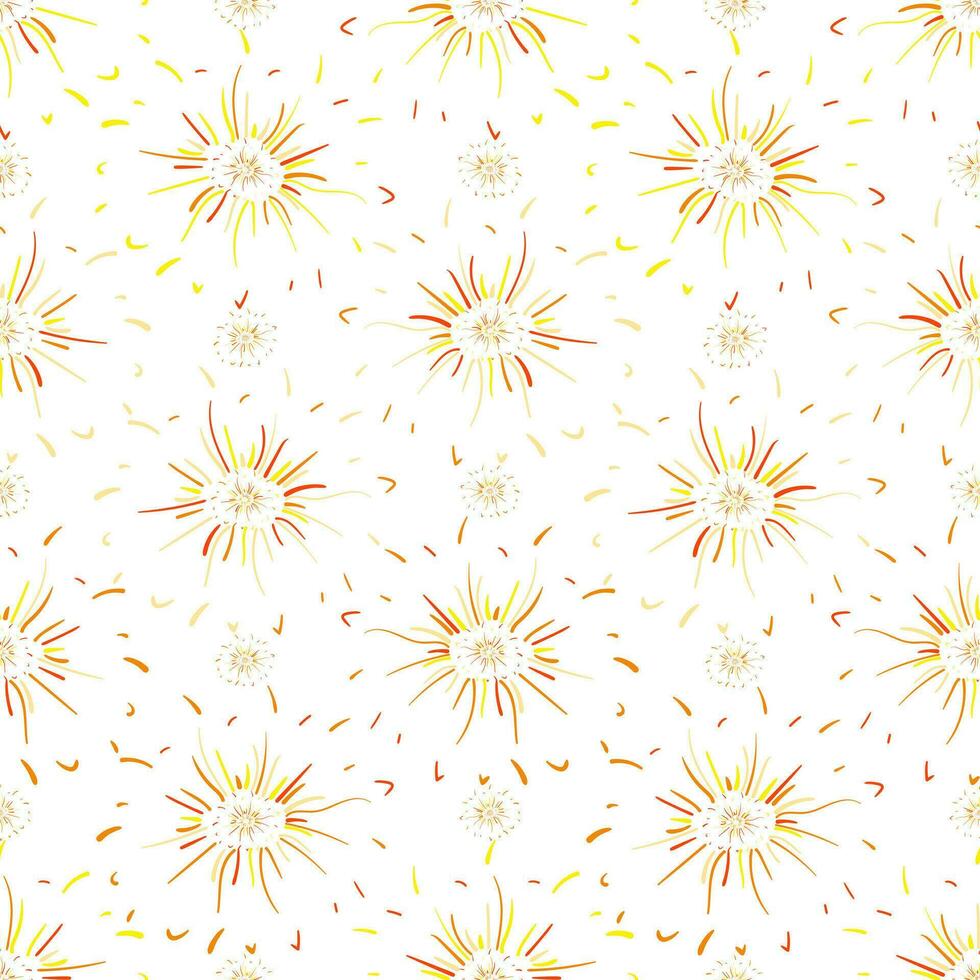 sin costura modelo con vistoso garabatear decorativo elementos, resumen círculos y rayas, floral modelo y Dom rayos en blanco antecedentes vector