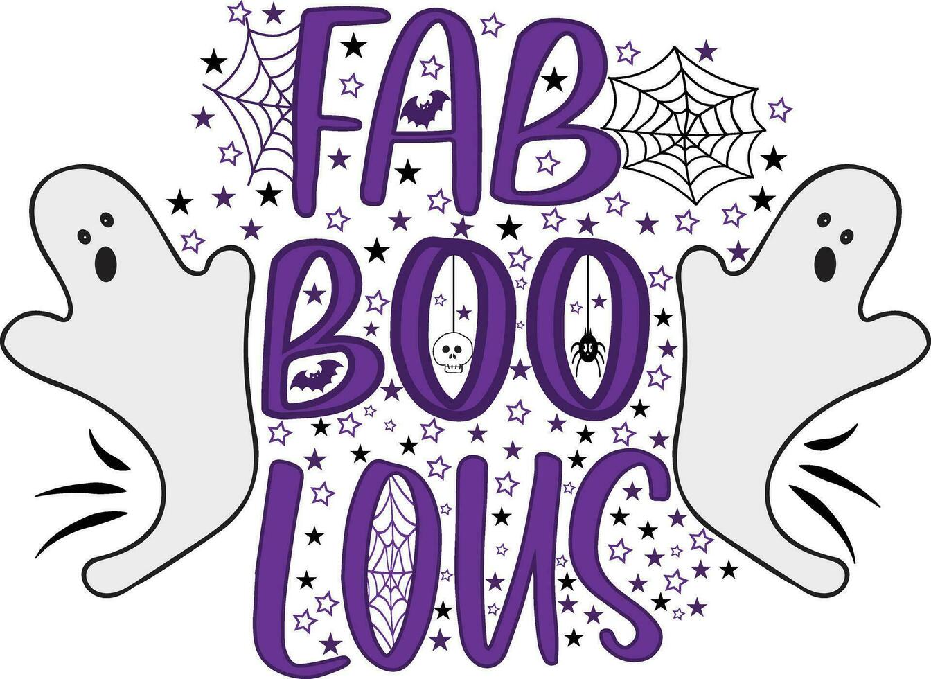 FAB BOO LOUS slogan inscription. Vector quotes. Good for t shirt print, poster, card, invitation, decoration. Isolated on white background. Halloween phrase.