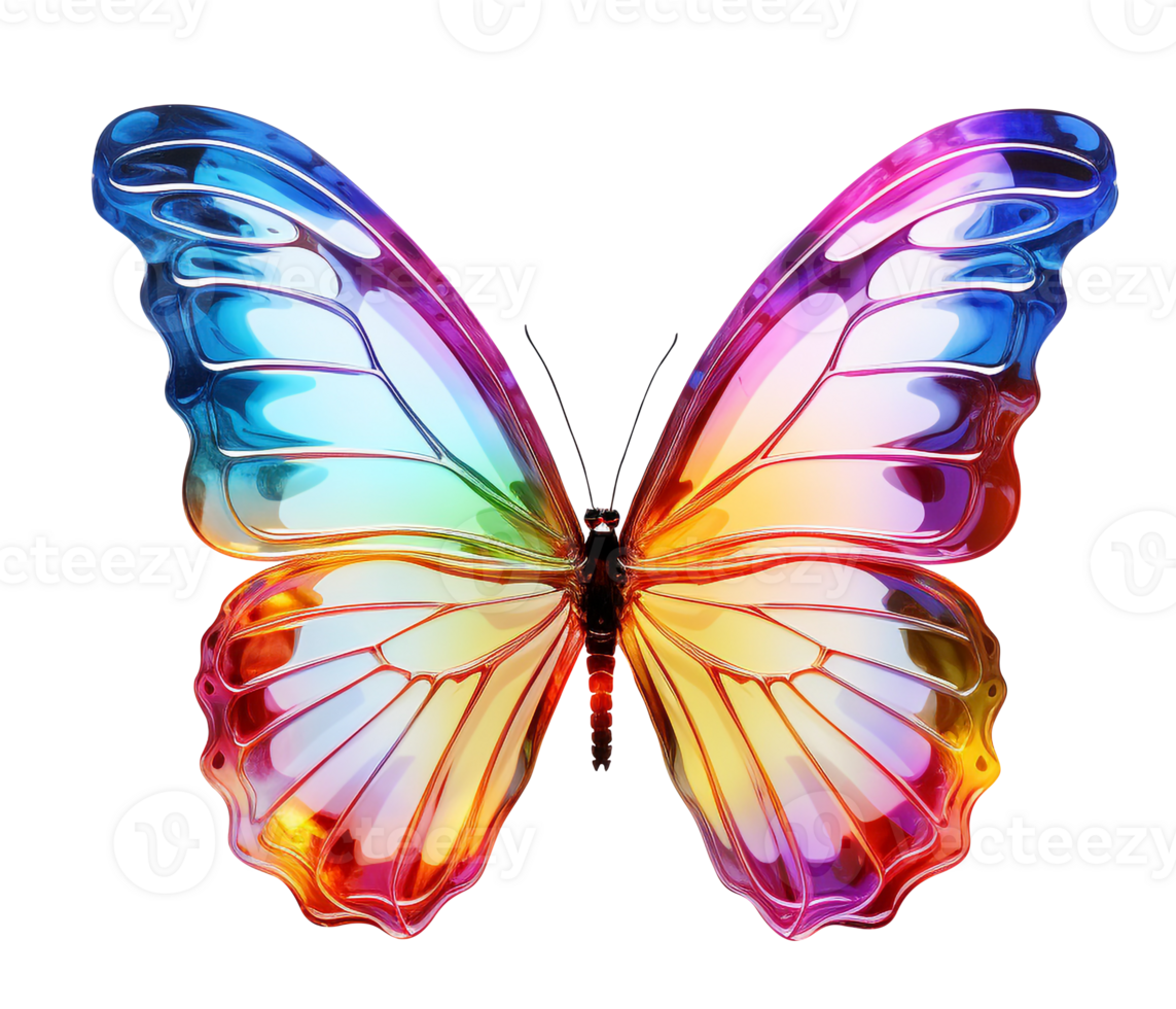 vlinder PNG een kleurrijk vlinder kleurrijk transparant achtergrond ai gegenereerd