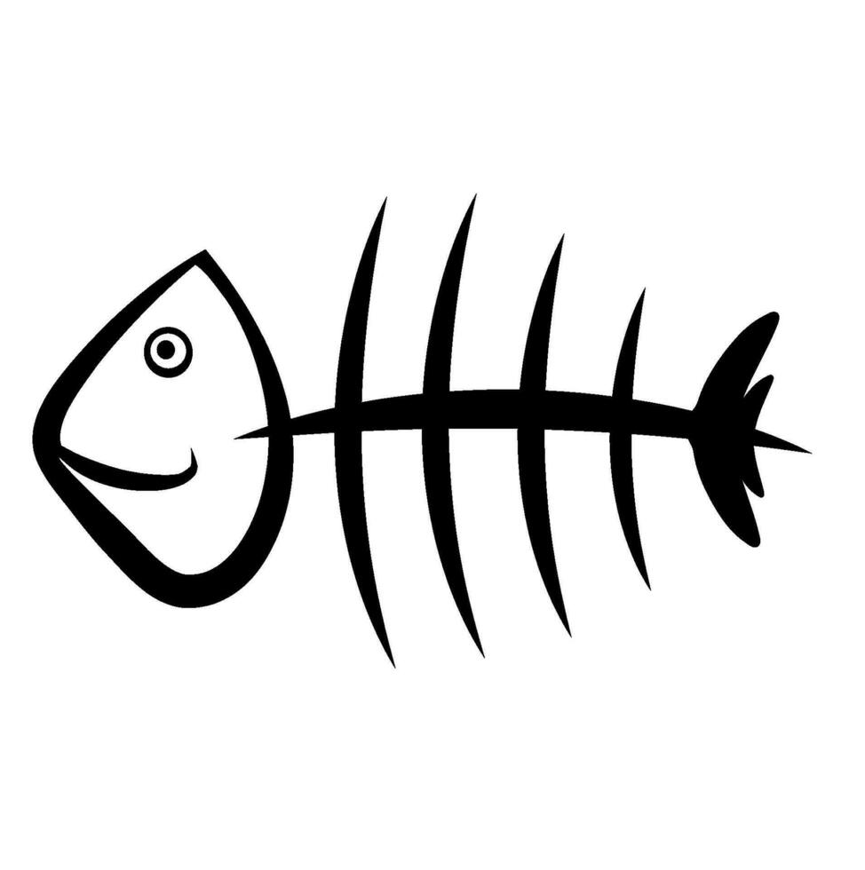 negro pescado hueso vector icono