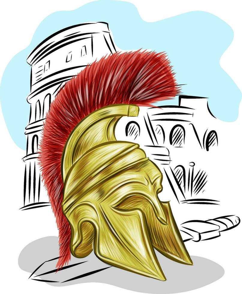 Centurion Roman Soldier with colosseum vector