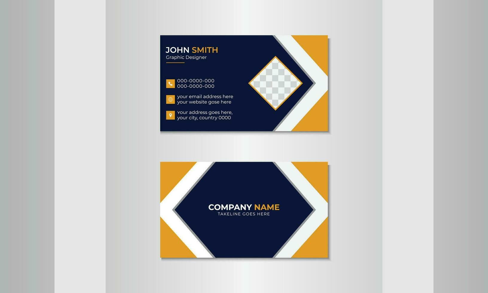 Modern Yellow and Black business card design. vector