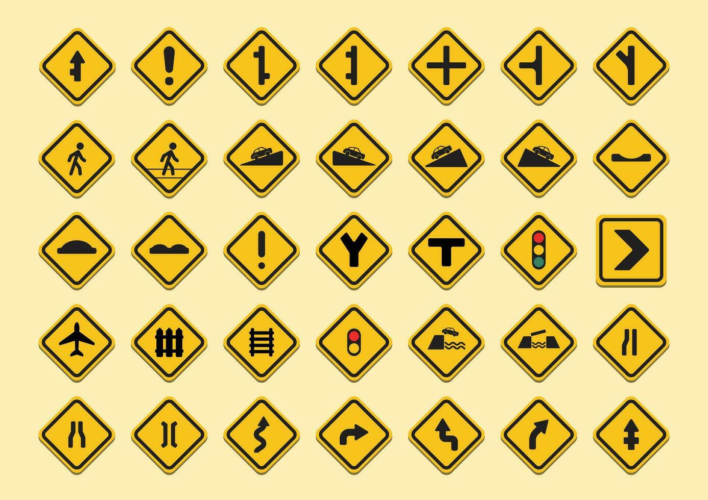 Traffic Sign Flat Icon Collection vector