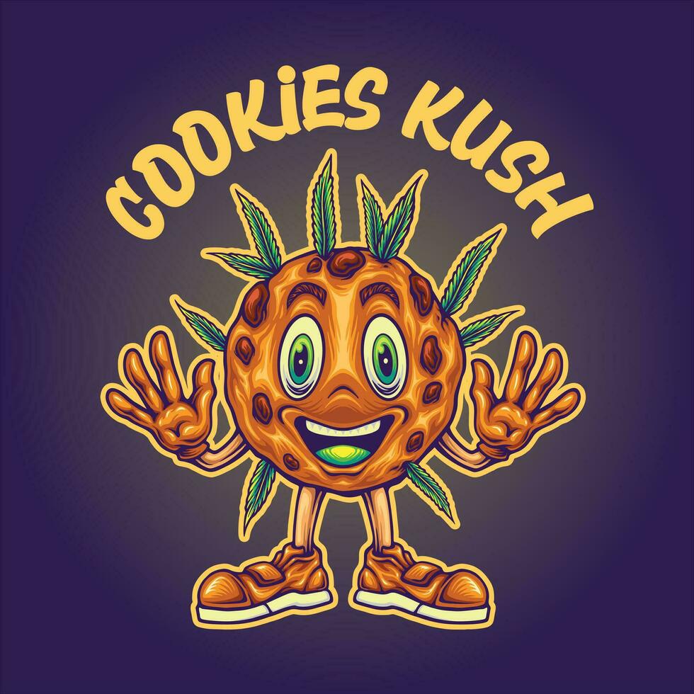 Cookies kush tasty cannabis baked good vector illustrations for your work logo, merchandise t-shirt, stickers and label designs, poster, greeting cards advertising business company