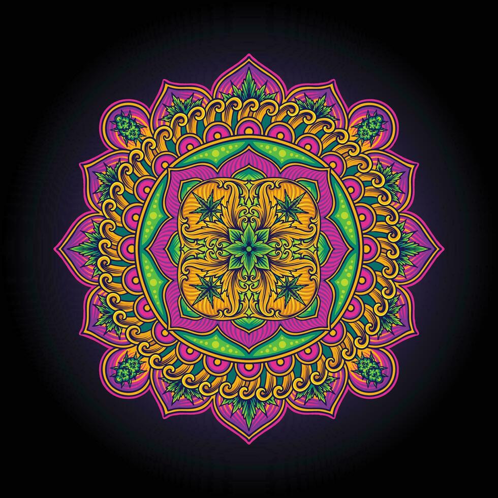 Middle eastern marijuana mandalas geometry artistry vector illustrations for your work logo, merchandise t-shirt, stickers and label designs, poster, greeting cards advertising business company