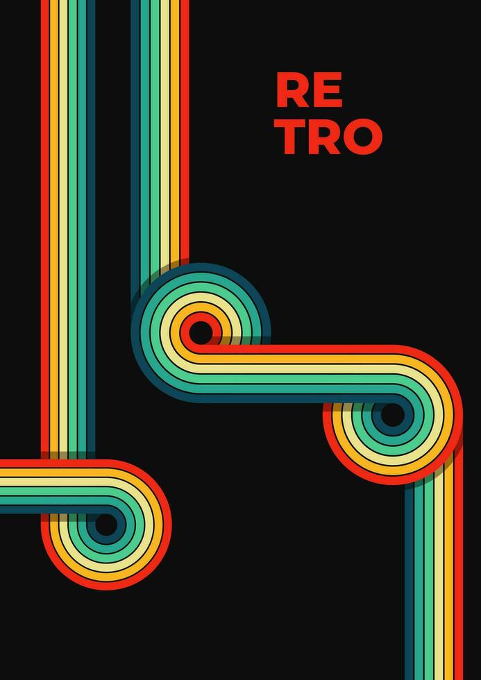 1970s retro wavy line art. Groovy colorful abstract design for background, poster, banner vector
