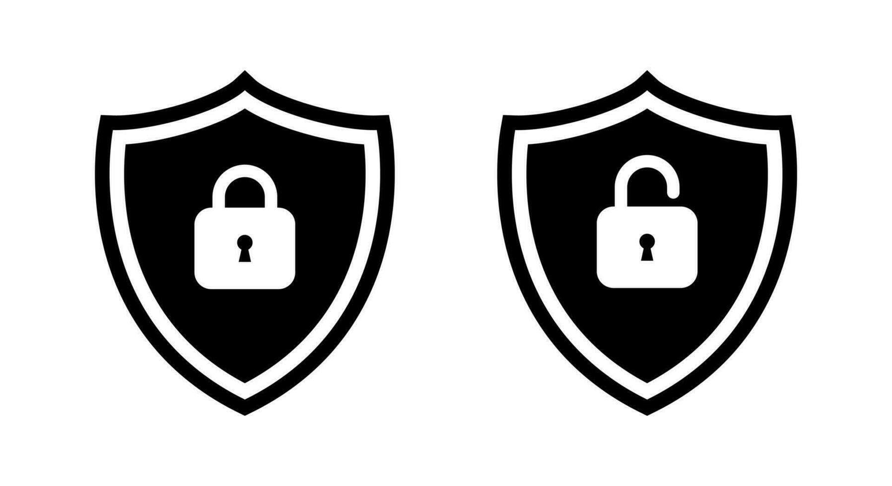 Shield protection lock icon vector in flat style. Protect, security defense sign symbol