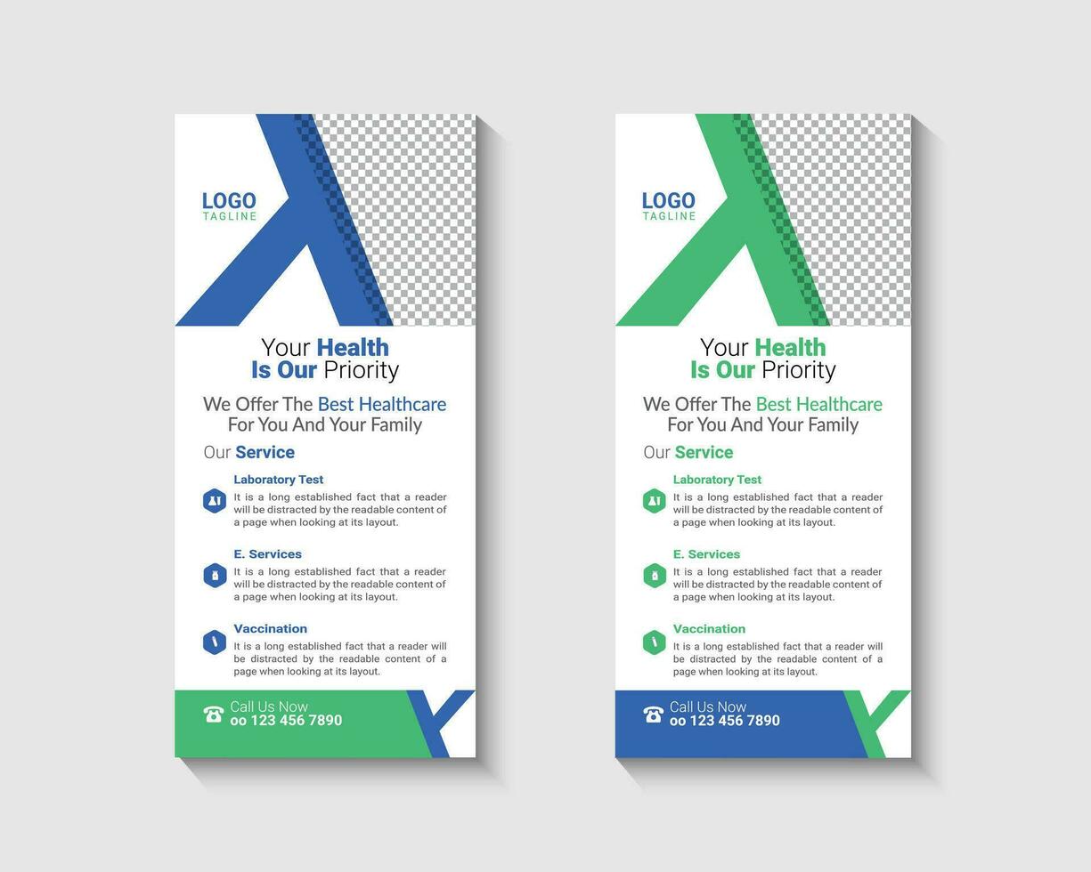 Medical rack card or dl flyer templates vector