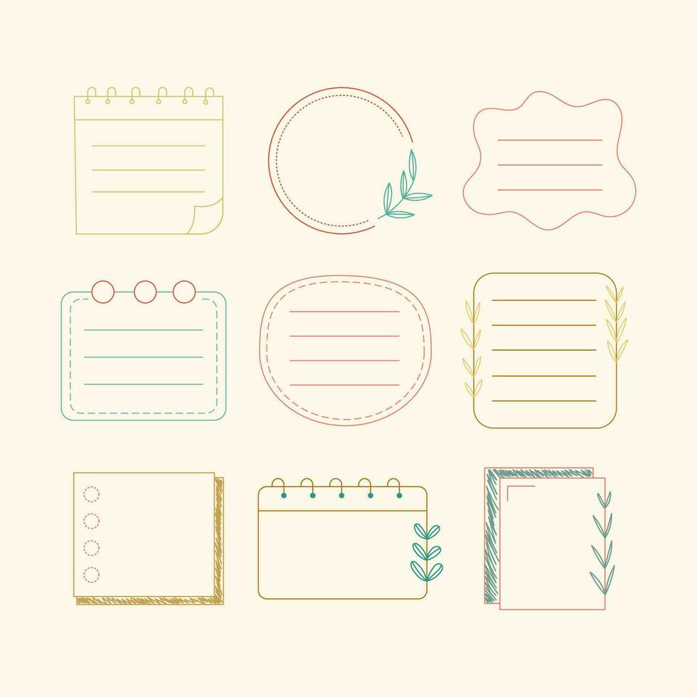 notebook pages stickers and photo card frame paper notes vector